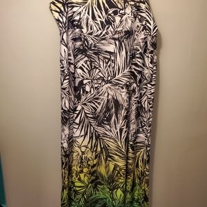 By Design Green and Yellow Tropical Maxi Skirt 3X